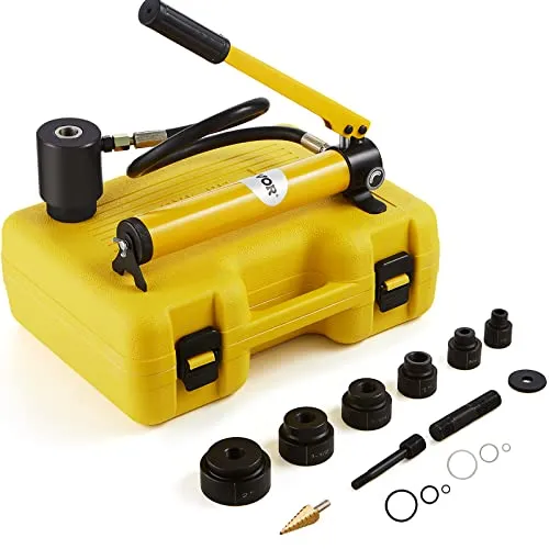 VEVOR Hydraulisches Lochstanzer-Set 10t - Handpumpe für präzise Löcher - Sonstige Handwerkzeuge - Mit 6 Stanzformen für Löcher von 12,7 bis 50,8 mm, ideal für Metallbearbeitung und DIY-Projekte.