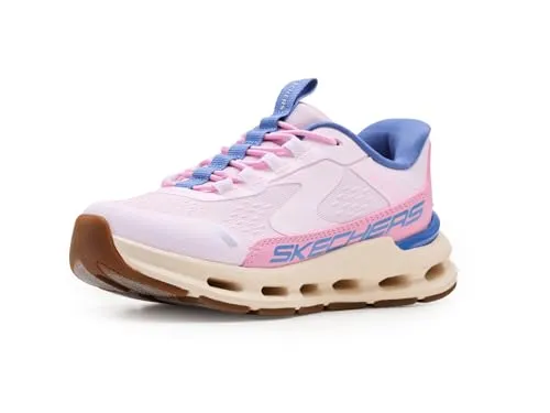 Skechers Glide-Step + Vista Lane Slip-On Kinder - Bequeme Freizeitschuhe - Stylische Slipper für Kinder in Pink, mit Memory-Foam-Fußbett für hohen Tragekomfort. Ideal für Freizeitaktivitäten, leicht und flexibel.