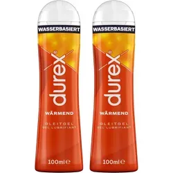 durex Gleitgel Play Wärmend (2 x 100ml), Spar-Pack, 2-tlg., Fettfrei weiß