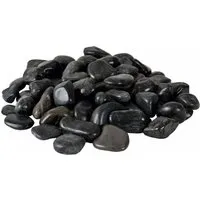 INTERGARDEN Zierkies Dekosteine schwarz poliert 20 kg - Kies für Garten und Landschaftsgestaltung, hochglanz polierte Natursteine in edlem Schwarz, ideal für kreative Dekorationen.