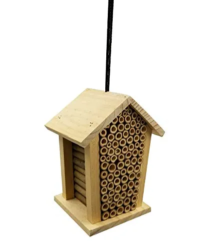 Dehner Natura Premium Insektenhotel Louisiana, Insektenhaus / Nistkasten für Bienen/Schmetterlinge/Käfer, ca. 19 x 15 x 12 cm, Kiefernholz, natur