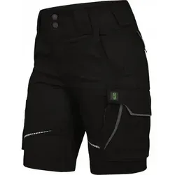 Leibwächter FLXDK Damen-Hose kurz schwarz/grau Größe 36 - Arbeits- & Schutzkleidung mit femininer Passform, Shapewear-Funktion und reflektierenden Elementen für Sicherheit und Komfort bei der Arbeit.
