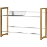 holz4home® Getränkekistenregal aus Bambus - Schwarz, 4 Kisten - Standregal für bis zu 8 Getränkekisten aus hochwertigem Bambus mit stabilen Metallstreben. Ideal für Küche, Keller oder Garage, inklusive praktischem Flaschenöffner.