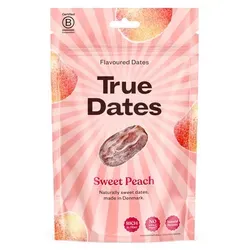 True Dates Datteln Süße Pfirsich 100g – Fruchtiger Snack - Entdecken Sie die True Dates Datteln Süße Pfirsich 100g: Weiche Datteln mit fruchtigem Pfirsich-Aroma – ideal für bewusste Genießer! Vegan und ohne Zuckerzusatz, perfekt für jeden Snackmoment.
