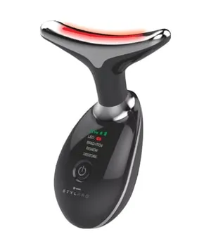 STYLPRO LED Gesichts- & Halsgerät – Anti-Aging & Lymphdrainage - Toninggeräte für das Gesicht mit dreifacher LED-Lichttherapie, die Falten reduziert, die Haut strafft und hydratisiert. Tragbar und kabellos für eine Anwendung jederzeit und überall.