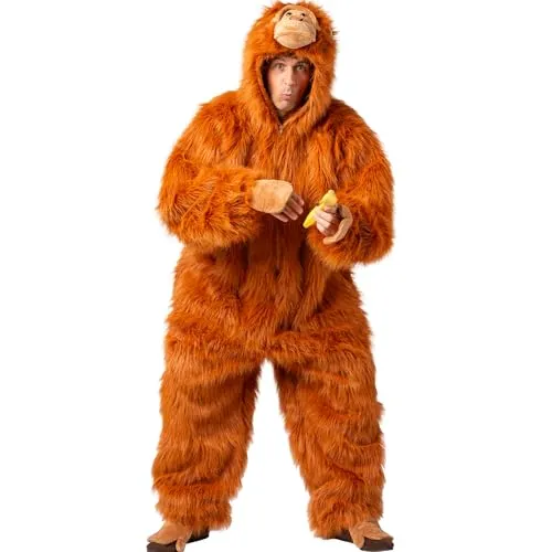 Affen Kostüm Orang Utan Koko Plüschkostüm für Erwachsene – Lustiges Tierkostüm für Fasching und Karneval - Entdecke das flauschige Affen Kostüm „Koko“ für Erwachsene! Ideal für Fasching und Karneval, mit bequemen Reißverschlüssen und Kapuze. Perfekt für ausgelassene Partys und unvergessliche Momente!