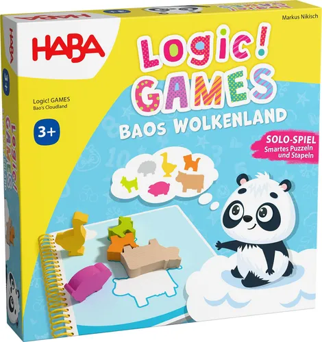 HABA 2012225001 - Logic! GAMES - Baos Wolkenland - Spielware: Fördert Kreativität und logisches Denken mit 60 spannenden Puzzle- und Stapelaufgaben für Kinder.