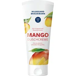 Hildegard Braukmann Mango Dusch Creme, 200ml - Duschcreme für jeden Hauttyp mit fruchtigem Mango-Duft, pH-neutral und vegan, pflegt die Haut während des Duschens mit Orangenöl und Mandelproteinen.