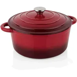 WAS Germany - Gusseisen Topf, Ø 22 cm, rot - Hochwertiger Gusseisentopf, Ø 22 cm in rot, ideal für gleichmäßiges Garen und perfekte Wärmeverteilung, perfekt für kreative Kochabenteuer.