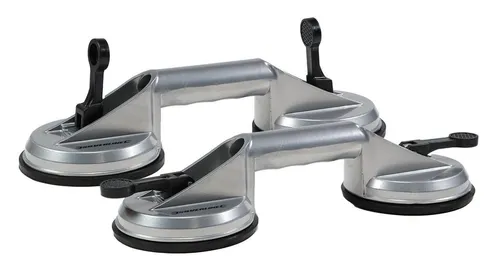 Silverline Doppelsaugheber 2er Set – Aluminium Vakuum Sauggriff - Robuster 2-fach Saugheber aus Aluminium, ideal für den sicheren Transport von schweren und unhandlichen Objekten. Haftet an glatten Flächen und bietet eine Hebekraft von bis zu 100 kg. Perfekt für Glasplatten und Türen.