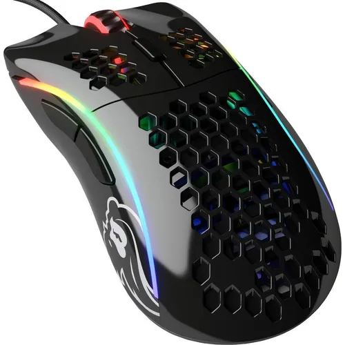 Glorious Model D Gaming-Maus - Glänzend Schwarz GD-GBLACK - Mäuse mit ergonomischem Wabendesign, 12.000 DPI für hohe Präzision und ultraleichtem Gewicht von nur 68g, ideal für komfortable Gaming-Sessions.