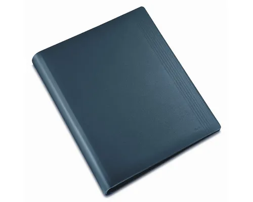 Ringbuch A4 La Linea Leder schwarz - Ordner aus hochwertigem, naturgenarbtem Rindsleder mit 4-Ring-Mechanik, handgefertigt und ideal für einen stilvollen Arbeitsplatz.