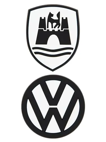 BRISA VW Collection - Volkswagen Rubber Magnet - Front Magnete für Kühlschrank, Magnettafel, Whiteboard, Pinnwand (2er Set VW Logo & Wolfsburg Wappen)