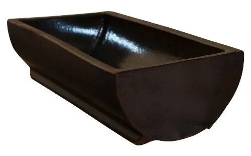 K&K Keramik Futtertrog 35 x 100 cm, Braun, Steinzeug (Keramik) für Rinder, Schweine, Schafe, Ponys, Pferde, Wildtierfuttertrog
