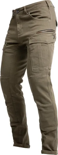 John Doe Defender Mono XTM Motorrad Jeanshose W36 L36 - Olive - Motorradhose für Herren, gefertigt aus robustem Material mit zusätzlichem Schutz für sicheres Fahren und ideal für den Sommer.