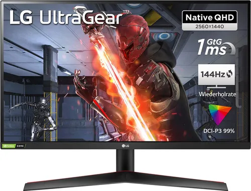 LG UltraGear 27GN800P-B 27" Gaming Monitor - 27 Zoll Monitor mit 2560 x 1440 Px Auflösung und 144 Hz Bildwiederholrate, ideal für Gaming und Grafikdesign, ausgestattet mit Adaptive-Sync für flüssige Bilder.