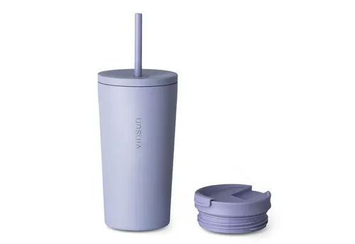Vinsun Edelstahl Thermobecher 480ml mit Strohhalm – Auslaufsicher und Doppelwandig - Der Vinsun Thermobecher aus Edelstahl (480ml) bietet mit zwei Deckeln maximale Flexibilität für heiße und kalte Getränke. Auslaufsicher, bruchfest und BPA-frei – ideal für unterwegs!