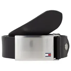 Tommy Hilfiger Herren Gürtel Plaque Belt, 3,5 cm Ledergürtel in Schwarz - Herren-Gürtel aus 100% reinem Leder, 3,5 cm breit, mit praktischer Logo-Schnalle für einfachen Größenwechsel – ideal für elegante Anlässe oder den Alltag.