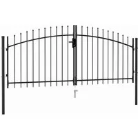 vidaXL Doppelflügel Zauntor mit Speerspitzen 3 x 1,25 m Schwarz - Gartentor aus pulverbeschichtetem Stahl, extrem stabil und rostbeständig. Ideal für Sicherheit und Privatsphäre, inklusive Bolzenscharnier und 3 Schlüsseln für einfache Montage.