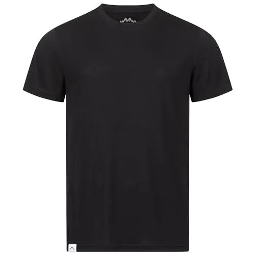Alpenwert® Merino Shirt Herren [Made IN Portugal] perfektes Wandershirt Wander Tshirt aus Merinowolle Tshirt für Sport, Outdoor, Funktionsshirt (DE/NL/SE/PL, XL, Regular, Regular, Schwarz)