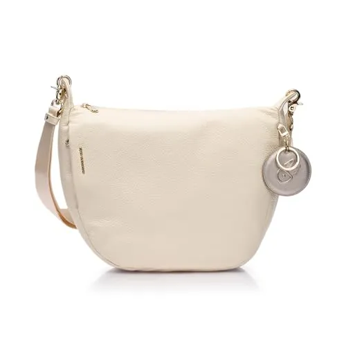 Mandarina Duck Damen Crossover Mellow Leather, Almond - Umhängetasche aus italienischem Leder, nachhaltig und mit verstellbarem Riemen, ideal für stilvolle Organisation kleiner Gegenstände.