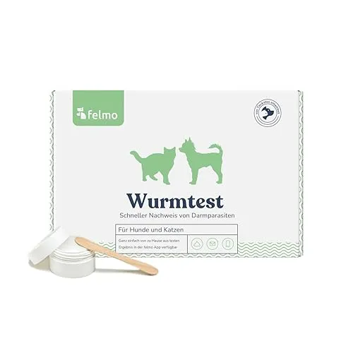 felmo Wurmtest-Kit für Hunde & Katzen - Test für zuhause mit Laboranalyse auf Haken-, Peitschen- & Spulwürmer sowie Giardien, Ergebnis in 2-3 Werktagen