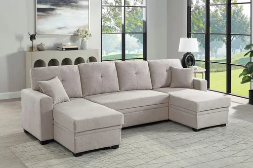 ATLANTIC home collection Wohnlandschaft Gerrit U-Form 282 cm - Wohnlandschaft mit Bettfunktion und 2 Bettkästen, ideal für entspannte Abende und zusätzlichen Stauraum.