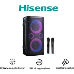 Hisense Party Storm 1 Lautsprecher - Tragbares Lautsprechersystem mit 300W Leistung, 15h Laufzeit und 5 beeindruckenden Lichteffekten für die perfekte Partyatmosphäre.