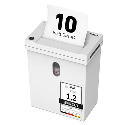 Ideal Aktenvernichter Shredcat 8100 CC – Partikelschnitt für sicheres Vernichten - Hochwertiger Aktenvernichter für den Home Office-Einsatz mit Partikelschnitt (5 x 30 mm) und automatischer Start-Stopp-Funktion. 20 Liter Behälter und Überhitzungsschutz bieten zusätzliche Sicherheit und Komfort.