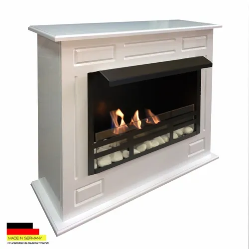 Dion Premium Royal Hochglanz Gelkamin - Eleganter Gel-Kamin in Hochglanz Weiß, ideal für gemütliche Abende. Maße: 80x30x68 cm, kein Schornstein nötig. Made in Germany, schnelle Lieferung in DE!