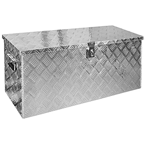 Trucky Anhänger-Deichselbox Aluminium – Werkzeugkiste in 15 Größen - Transportboxen – Robuste und wasserdichte Werkzeugkiste aus Aluminium, ideal für Werkstatt, Auto und Garten. Mit Schloss und Schlüssel für sichere Aufbewahrung.