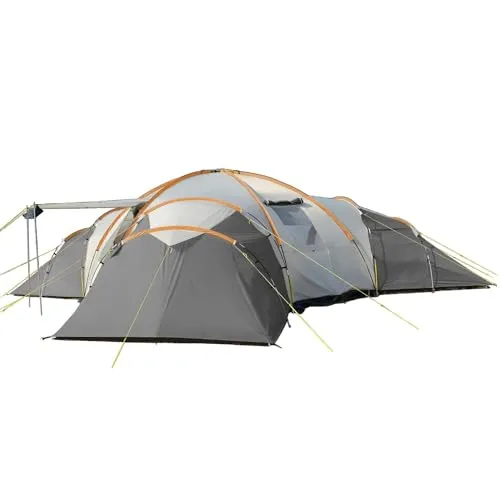 Skandika Kuppelzelt Turin für 12 Personen - Großes Familienzelt mit 3 Schlafkabinen, 200 cm Stehhöhe und 5000 mm Wassersäule für optimalen Wetterschutz. Ideal für Camping mit Freunden und Familie.