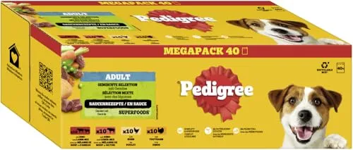 PEDIGREE DOGCARE Hundefutter Portionsbeutel Chunks in Soße Adult 40 x 100g