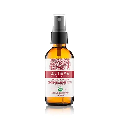 Alteya Bio Rosenwasser aus Centifolia Rosen Spray 60 ml Glasflasche, 100% USDA zertifiziert, feuchtigkeitsspendendes Gesichtswasser, ohne Alkohol, naturrein, für alle Hauttypen geeignet, vegan