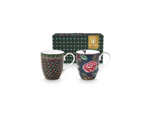 PiP Studio Tasse Henkelbecher Berry Blues Blue (XL) (2-teilig) - Tassen mit einzigartigem Design, ideal für eine märchenhafte Atmosphäre in Ihrem Zuhause. Hochwertige Materialien und farbenfrohe Muster machen jede Tasse zu einem besonderen Erlebnis.