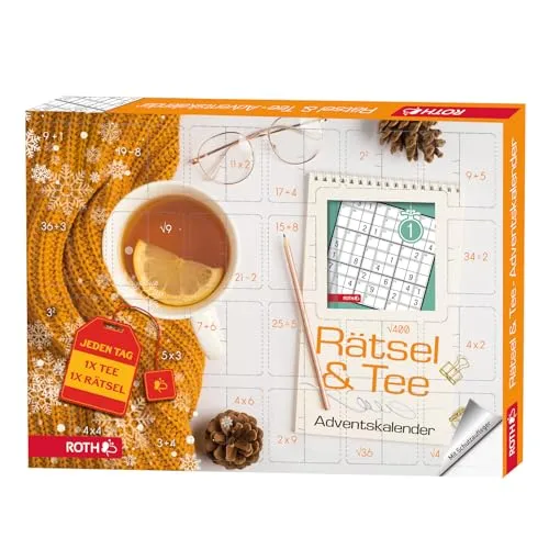 ROTH Rätsel + Tee-Adventskalender 2023 - Adventskalender mit Speisen & Getränken, gefüllt mit hochwertigen Tees und spannenden Rätseln für abwechslungsreiche Vorweihnachtszeit.