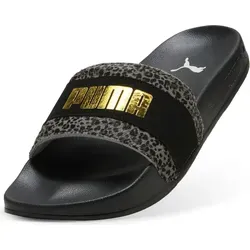 PUMA Damen Leadcat 2.0 Animal Flair Schiebe-Sandalen, Black Gold, 39 EU - Wanderschuhe mit trendigem Animal Flair Design, bequem und perfekt für entspannte Tage im Freien.