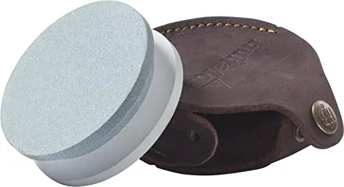 Hultafors Premium Schleifstein 840792 - Messerschärfer mit Körnung 180/600, elegantem Echtlederetui und sicherem Halt durch Mulde – ideal für präzises Schleifen.