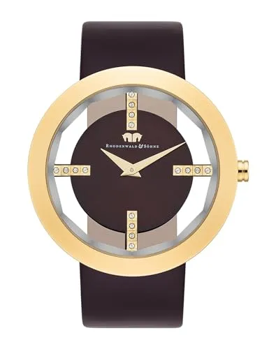 Rhodenwald & Söhne Lucrezia Damenuhr Edelstahl Gold - Armbanduhren für Damen, exquisite Uhr mit Kristallen und spritzwassergeschütztem Gehäuse, perfekt für stilbewusste Frauen.