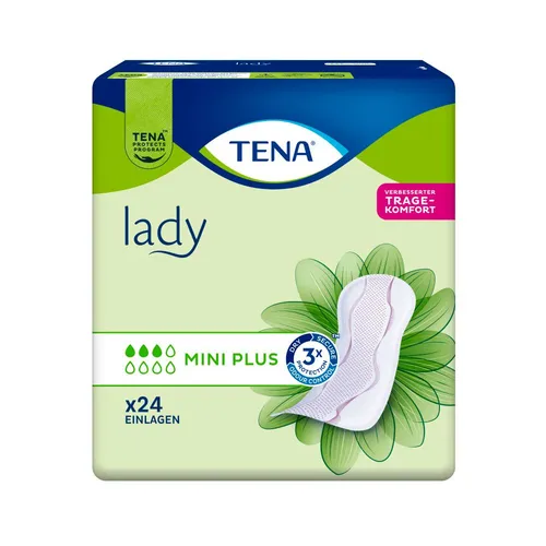 TENA LADY mini plus Inkontinenz Einlagen 24 St - Diskrete Inkontinenz Einlagen für Frauen, mit hoher Saugfähigkeit und sicheren Schutz für den Alltag.