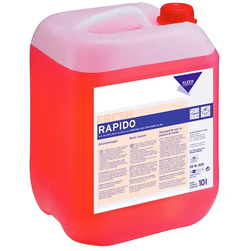 Kleen Purgatis Rapido Sanitärgrundreiniger 10 Liter Kanister - Effektive Reinigung - Starker Sanitärgrundreiniger für hartnäckige Verschmutzungen und Kalkablagerungen. Ideal für die Grund- und Zwischenreinigung in Nassbereichen, einfach anzuwenden und kraftvoll gegen Ablagerungen.
