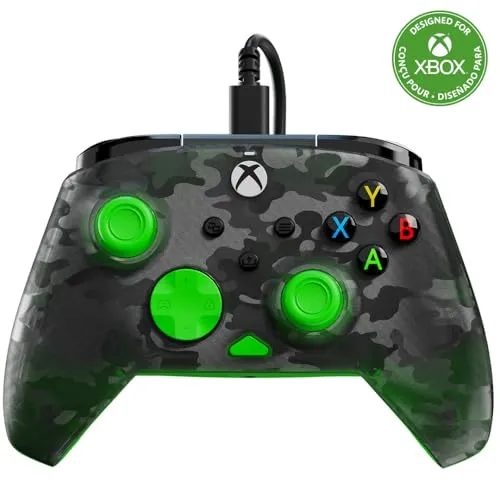 Turtle Beach Rematch Core Ghost Schwarz Camo/Grün Wired Gaming Controller - Gaming Controller für Xbox Series X/S, Xbox One und Windows PCs mit anpassbaren Impuls-Triggern und ergonomischem Design für optimales Gameplay.