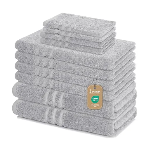 Lavea Handtuch Set Elena – 10-teilig, 100% Baumwolle - Praktisches 10-teiliges Handtuch Set aus 100% Baumwolle, weich und saugstark. Ideal für Haushalt und Gäste, mit 16 modernen Farben für jeden Stil. Pflegeleicht und langlebig.