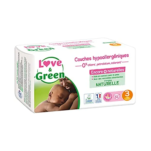 Love and Green Größe 3 (4 bis 9 kg),Packung Jumbo, 52 diapers