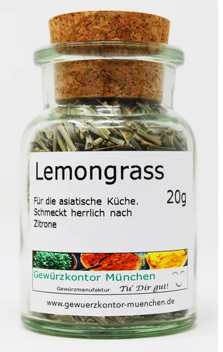 Lemongrass, Zitronengras getrocknet 20g Glas Gewürzkontor München