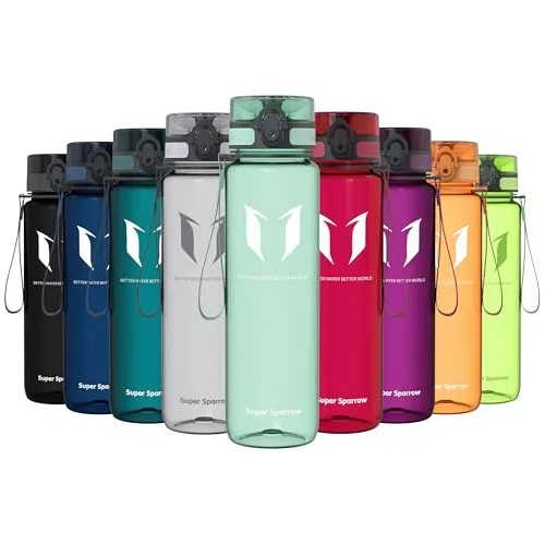 Super Sparrow Trinkflasche - Tritan Wasserflasche - 1000ml - BPA-frei - Ideale Sportflasche - Sport, Wasser, Fahrrad, Fitness, Uni, Outdoor - Leicht, Nachhaltig