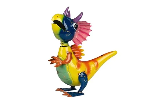 formano Wackel-Kopf Drache 34 cm - Tierfigur: Handbemalte Metallfigur eines Drachen mit witzigem Wackel-Effekt, ideal als Blickfang für Garten, Terrasse oder Balkon.