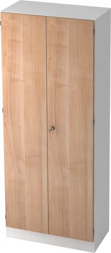 bümö Office Garderobenschrank - Weiß/Nussbaum - Drohnen-Garderobenschrank für professionelle Aufbewahrung am Arbeitsplatz, höhenverstellbar für kippelfreien Stand und aus robusten 19 mm Platten für Langlebigkeit.