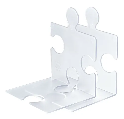 HAN Buchstütze PUZZLE 2er Set klar transluzent