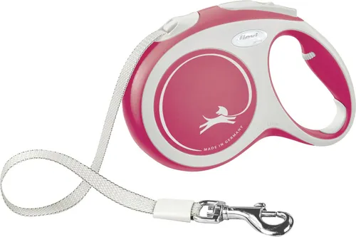Flexi Hundeleine New Comfort rot, Gurt - Rollleine für Hunde, ergonomisches Design und stufenlose Anpassung für optimale Freiheit und Kontrolle beim Spaziergang.